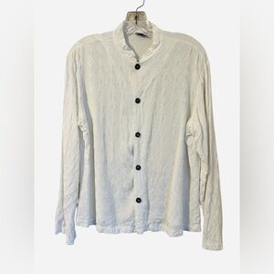 CP Shades Vtg Blouse Women's M White Jacquard Rayon Button Up Shirt lagenlook